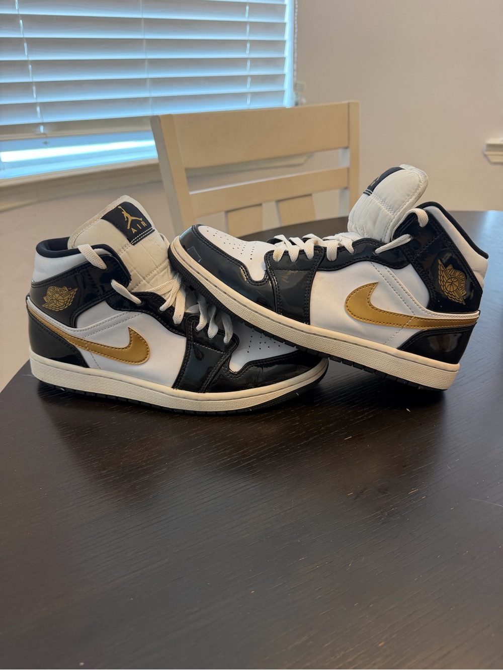 Jordan Kids Black White Gold High-Top Sneakers